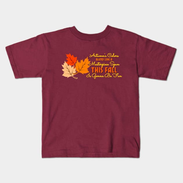 Fall's Artistry: A Symphony of Autumn Leaves and Colors Kids T-Shirt by DaShirtXpert